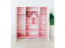 Шкаф-стеллаж Домик с пеналами розово-белый