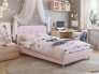 Кровать 900 Лео велюр нежно-розовый