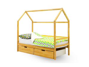 Кровать-домик Svogen с ящиками натура без покрытия