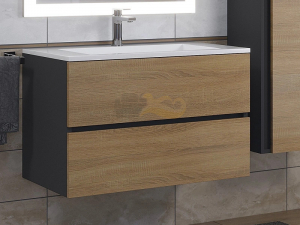 Тумба с раковиной Uperwood Barsa-Next черная/дуб сонома 80 см