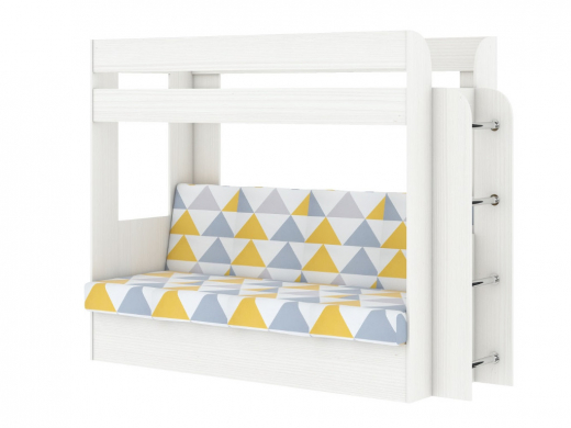 Кровать двухъярусная Карамель 75 бодега светлый-желтые треугольники