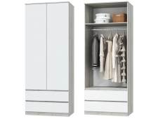 Шкаф для одежды 2х дверный с ящиками Лори дуб серый, белый